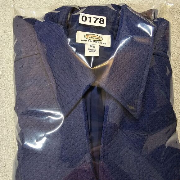 Talbots VTG Quilted 1/2 Zip-Up Long Sleeve Collar Blazer Jacket Blue 14‎ Petite - Picture 16 of 16